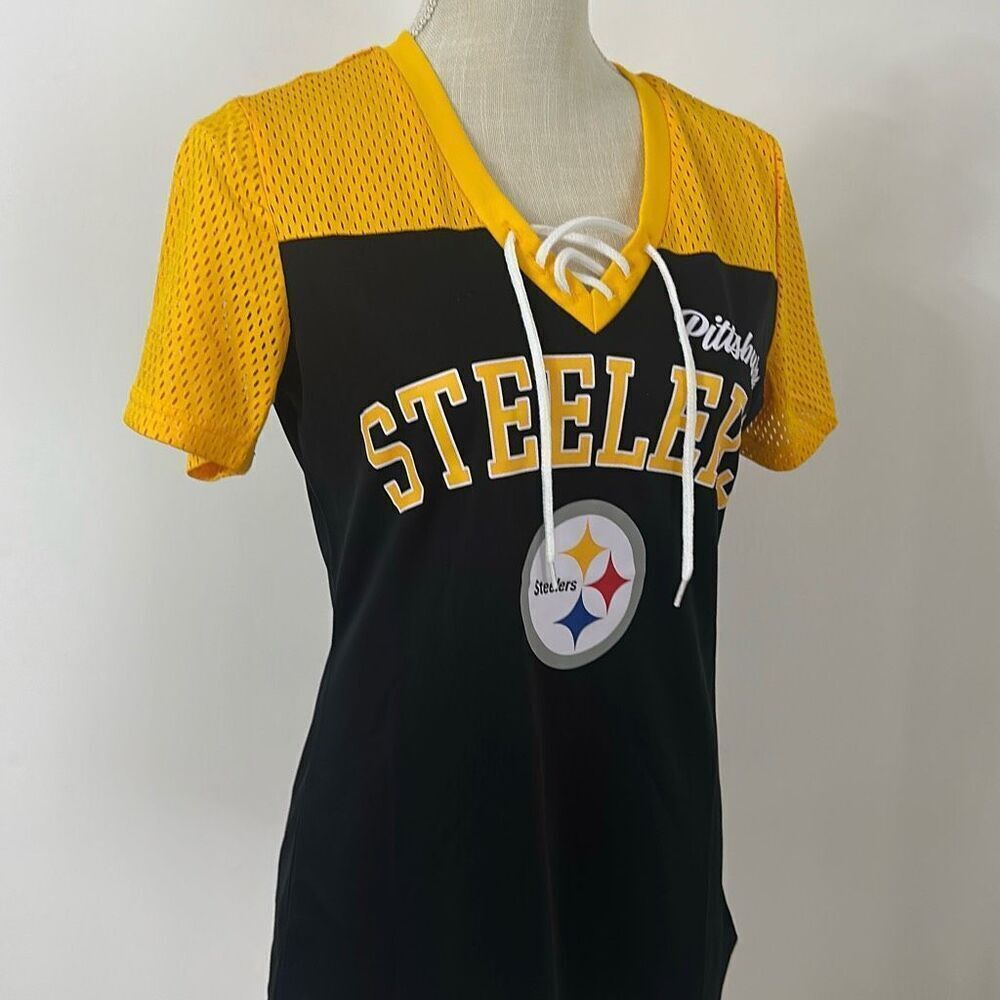 NFL Team Apparel Pittsburgh Steelers Football Jersey Style Shirt Women’s Medium